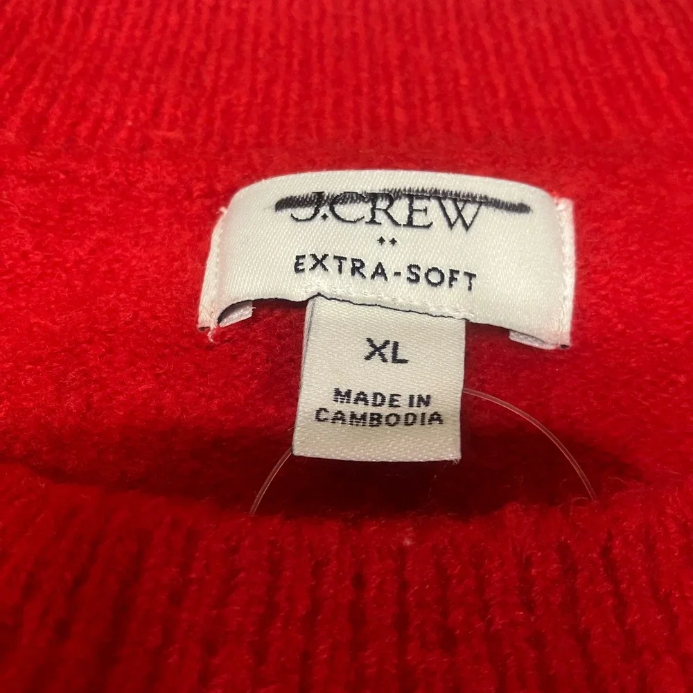 J.Crew Factory Crewneck Red Sweater Extra-Soft Yarn Women XL‎ NWT Holiday Flaw